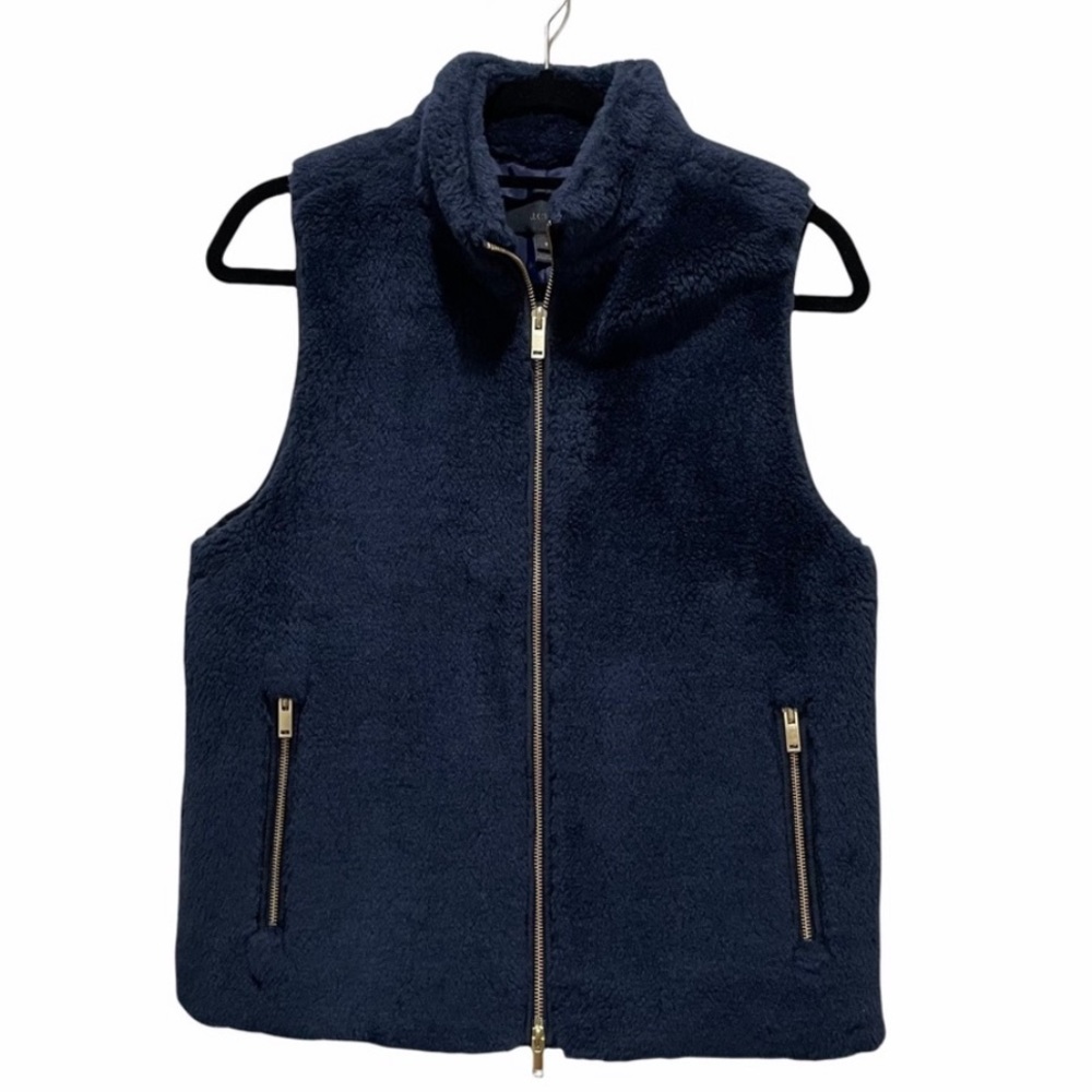 J Crew Navy Blue Fur Vest size small